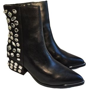 Teleport Moonstone Boots Sz 10 Women's Black Like-New Crystals